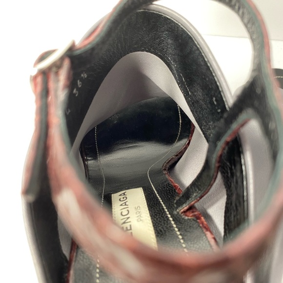 Balenciaga open toe mules sandals heels leather grey burgundy 36.5 - Picture 8 of 10